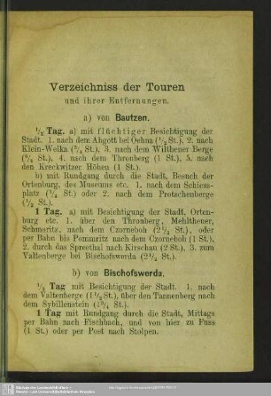 Verzeichniss der Touren