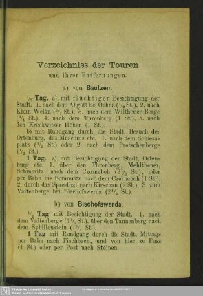 Verzeichniss der Touren