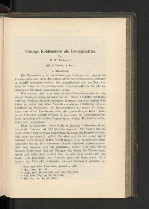 Flüssige Kohlensäure als Lösungsmittel