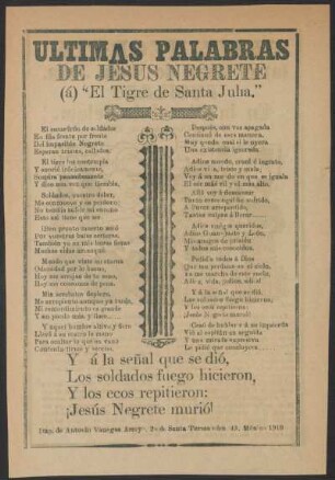 Últimas palabras de Jesus Negrete (á) "El Tigre de Santa Julia"