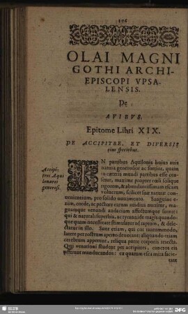 De Avibus. Epitome Libri XIX.