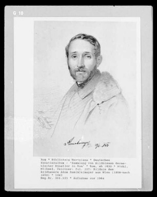 Deutsches Künstleralbum: Sammlung von Bildnissen Germanischer Künstler in Rom — fol. 107: Bildnis des Bildhauers Adam Ram(m)elmayer aus Wien (1808-nach 1850)