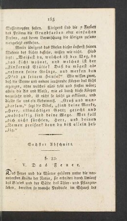 Sechster Abschnitt. V. Das Feuer.