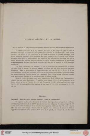 Tableau général et planches