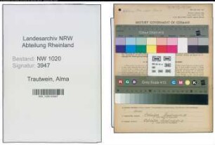 Entnazifizierung Alma Trautwein , geb. 08.09.1910 (Diakonisse)