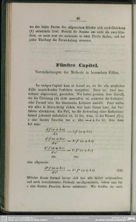 Fünftes Capitel. Vereinfachungen der Methode in besondern Fällen