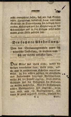 279-288, Die sechste Abtheilung. Von den Vorbauungsmitteln gegen die venerische Ansteckung, ...