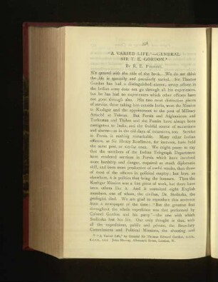"A Varied Life." General Sir T.E. Gordon.