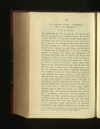 "A Varied Life." General Sir T.E. Gordon.