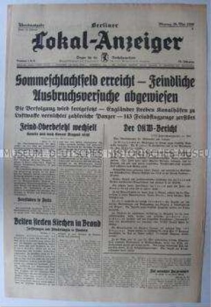 Tageszeitung "Berliner Lokal-Anzeiger" überwiegend zu den Kämpfen an der Westfront