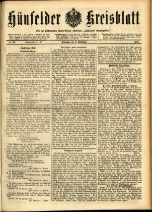 Ausgabe vom Dienstag, den 03. November 1914.
