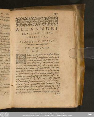 Alexandri Tralliani Liber Undecimus, Ioanne Guinterio Andernaco interprete.