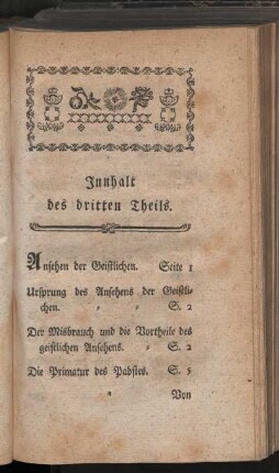 Innhalt des dritten Theils