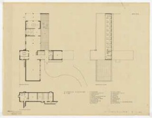 Klubhaus Eichkamp, Berlin-Charlottenburg: Grundrisse Kellergeschoss, Erdgeschoss, Dachgeschoss 1:200