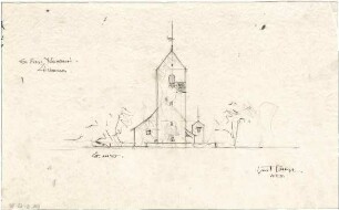 Gsaenger, Gustav; München - Obermenzing, Grünspechtstr. 13; Ev. Notkirche, Bethlehems Kirche, Pfarrhaus - Ostseite (Ansicht)