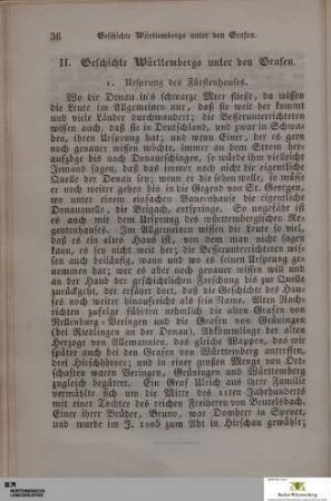 II. Geschichte Wirtembergs unter den Grafen