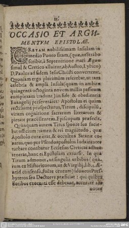 Occasio Et Argumentum Epistolae