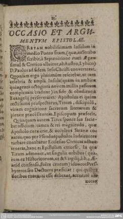 Occasio Et Argumentum Epistolae