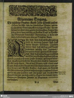 Leichenpredigt : Christliche Leichpredigt, Allgemeiner Eingang, [Text], Eingang zur Predigt an ihr selbsten, [Auslegung]