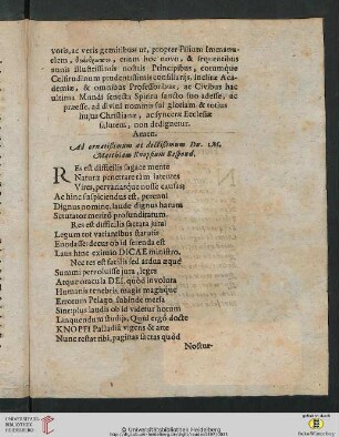 Ad ornatißimum ac doctißimum Dn. M. Matthiam Knopfium Respond.