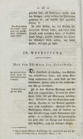 IX. Abtheilung. Von den Pflichten der Herrschaft