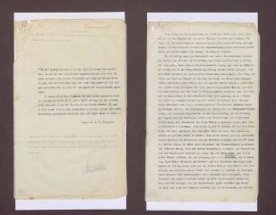 Schreiben von A. R. L. Sheppard an Prinz Max von Baden bzgl. seiner Verdienste um die Völkerverständigung
