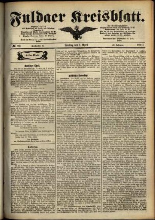 Erste Ausgabe vom Freitag, den 01. April 1910.