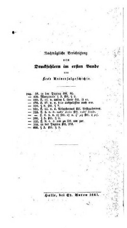 Nachtraegliche Berichtigung von Druckfehlern im ersten Bande von Leo's Universalgeschichte