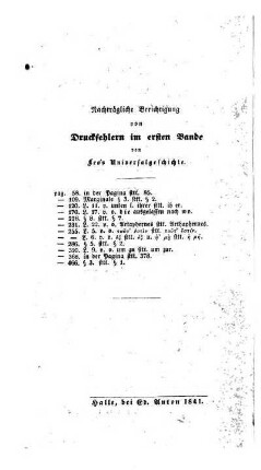Nachtraegliche Berichtigung von Druckfehlern im ersten Bande von Leo's Universalgeschichte