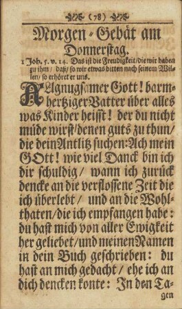 Morgen-Gebät am Donnerstag