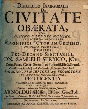 Disputatio inauguralis de civitate obaerata
