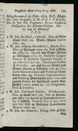 Magisterii Anno 1654 - 1657