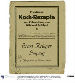 Praktische Kochrezepte zur Zubereitung von Wild und Geflügel.