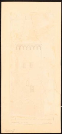 Werthertor, Münstereifel: Aufriss des Stadttores an der nördlichen Stadtmauer, Maßstabsleiste (Meter)