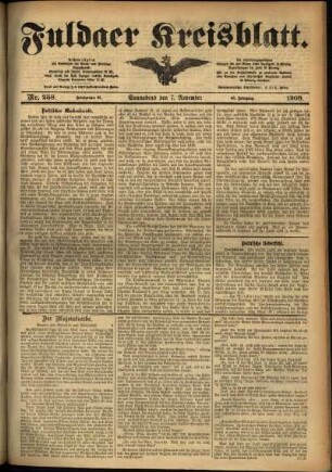 Ausgabe vom Samstag, den 07. November 1908.