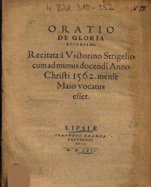 Oratio De Gloria Ecclesiae