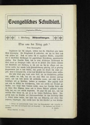 Was uns der Krieg gab