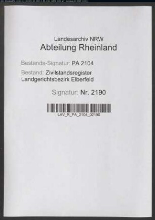 Geburtsregister Heiligenhaus