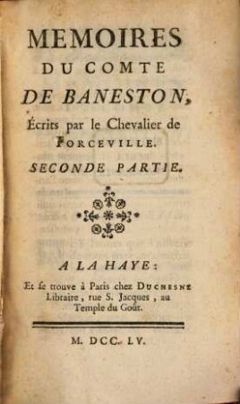 Memoires Du Comte De Baneston, 2