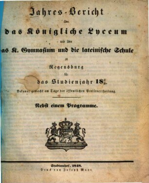 Jahres-Bericht, 1847/48 (1848)