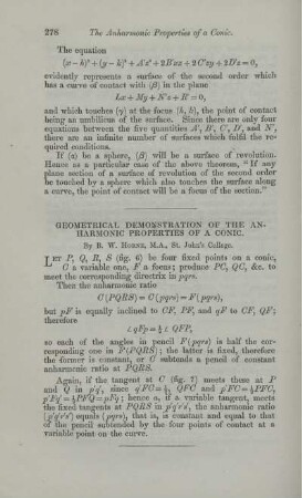 Geometrical demonstration of the anharmonic properties of a conic.