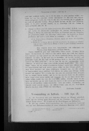 Versammlung zu Lübeck. 1431 Apr. 21.