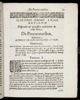 Disputatio [...] tertia, De Procuratoribus.