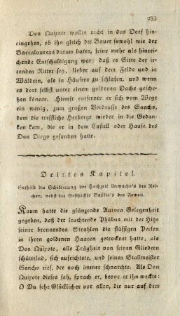 Drittes Kapitel. Enthält die Schilderung der Hochzeit Camacho's des Reichen, nebst der Geschichte Basilio's des Armen