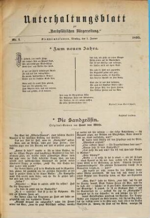 Unterhaltungsblatt zur "Nordpfälzischen Bürgerzeitung". 1895