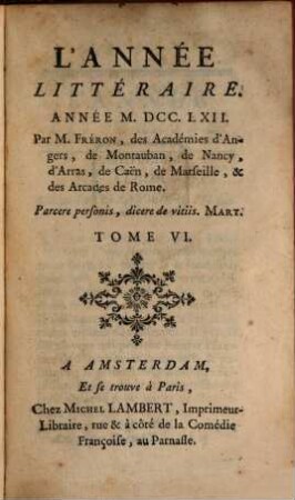 L' année littéraire. 1762,6, 1762,6