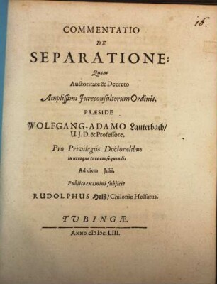 Commentatio De Separatione