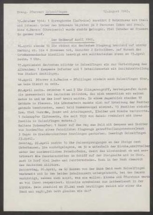 Kriegschronik der ev. Kirchengemeinde Holzelfingen (Dek. Reutlingen), verfasst von Pfarrer i.R. Paulus.