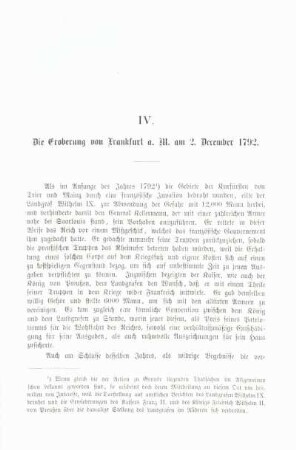 IV. Die Eroberung von Frankfurt a.M. am 2. December 1792.