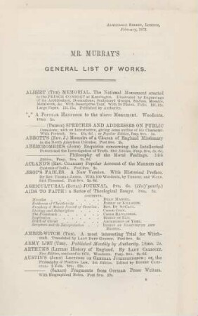Mr. Murray's general list of works
